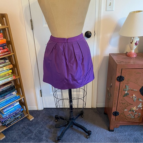 J crew Purple Pleated Mini Bubble Silk Taffeta tulle Skirt Size 4 - Picture 4 of 14